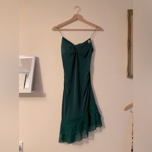 Ruby Rox Vintage Emerald Green Ruffle Hem Spaghetti Strap Mini Dress Size Small